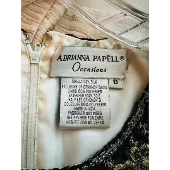 Vintage Adrianna Papell Occasions womens Hand Beaded Sequined Silk Top Sz 8 - Picture 9 of 10
